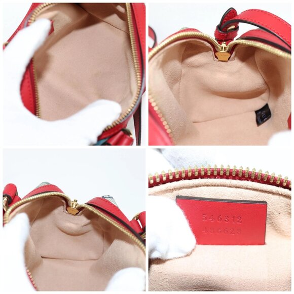 GUCCI GG Supreme Blooms Boston Bag PVC Outlet 2way Red Gold - Picture 14 of 15